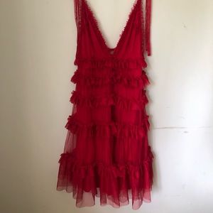 ASOS red ruffle dress
